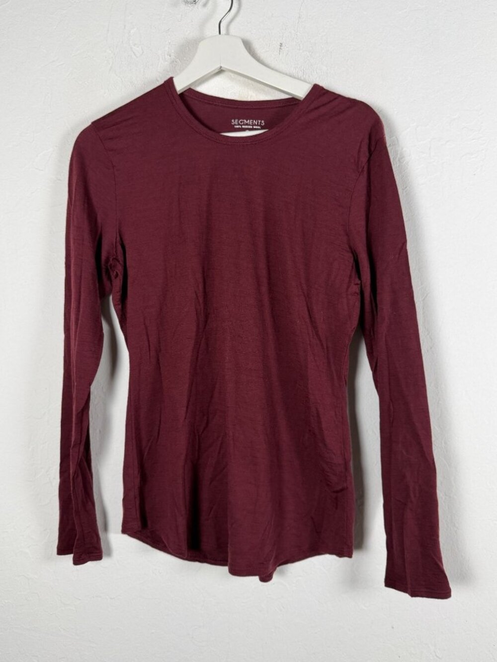 Segments Maroon Merino Wool Active Base Layer Top Long Sleeve Tee Shirt Medium